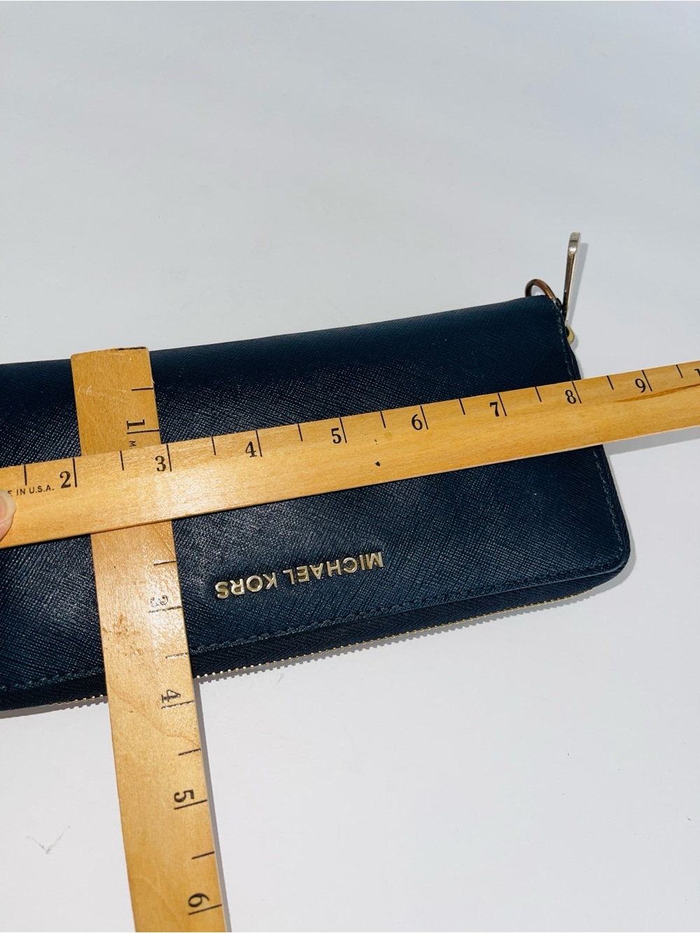 MICHAEL KORS Navy Saffiano Zip Around Wallet Jet Set Pebbled Leather - Picture 11 of 11